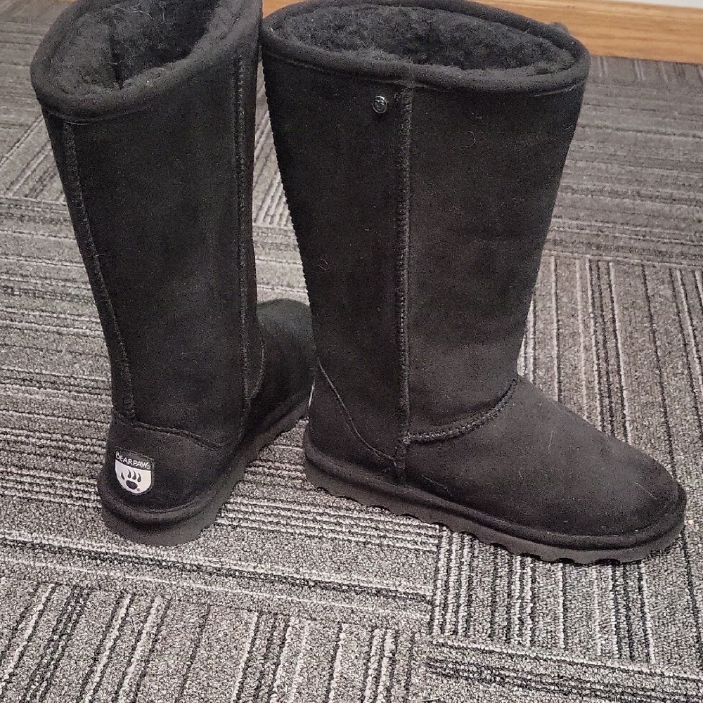 BearPaw Black Suede Boots, Size 7